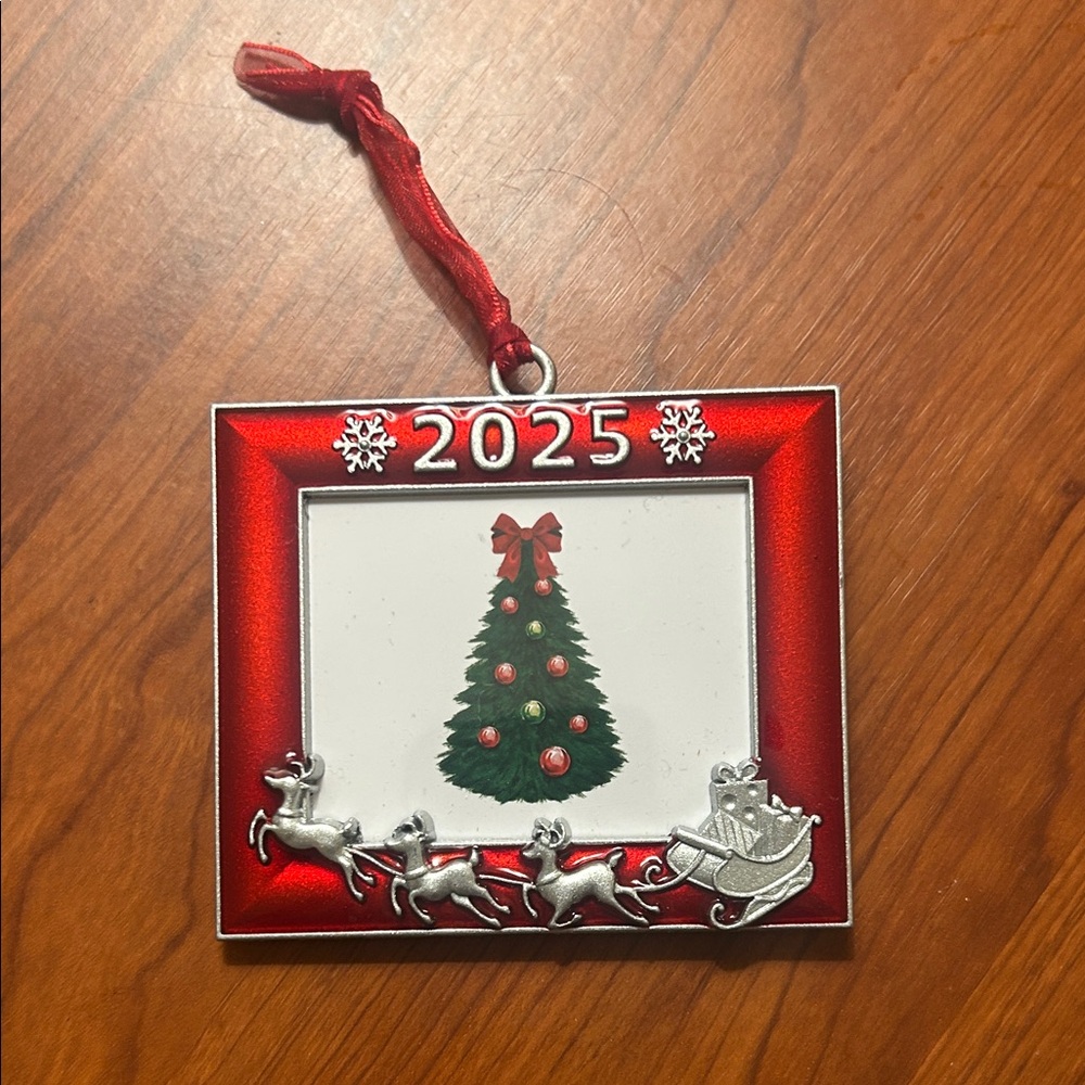 Red and Silver Christmas Ornament Frame